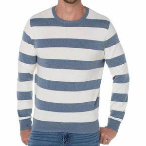 Liverpool $98 LG940MS32 Blue & White Men's Striped Crenwck Sweater Sz XX…